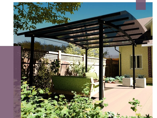 Навесы для террасы в Тайшете от 13241 руб. под ключ | ПРОЛЁТ-Тшт