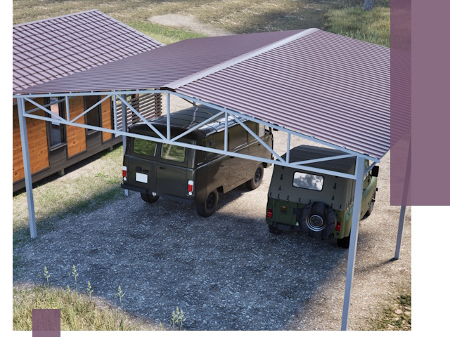 Двускатные навесы под ключ в Тайшете — изготовление и монтаж